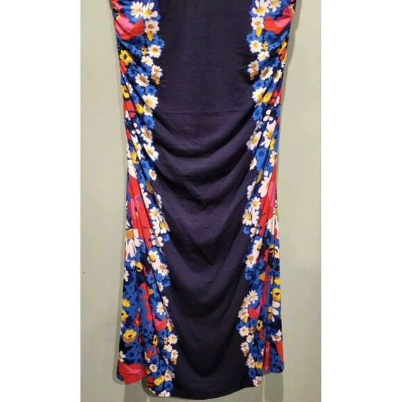 Boden Sleeveless Ruched Floral Cosima Jersey Midi Dress Sz 4r - Picture 3 of 8
